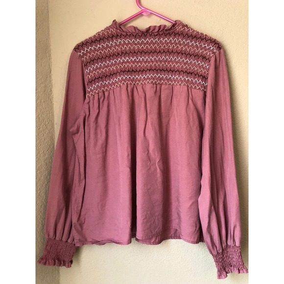 Anthropologie Pink Smocked Blouse - Picture 4 of 7